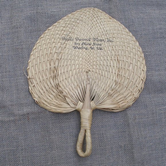 Vintage Hand Woven Grass Reed Hand Fan 1950s